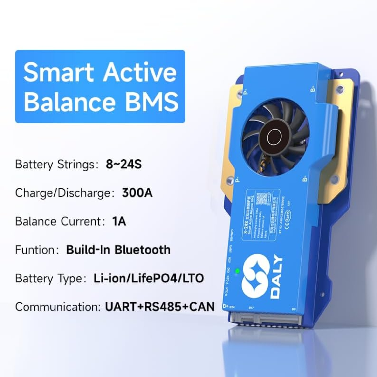 DALY Smart Active Balance BMS 8S-24S 24V-84V 300A Built-in Bluetooth with RS485 CAN PCB Battery Protection Board - Image 2